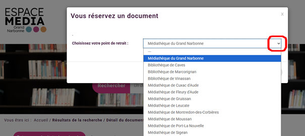 mode d'emploi pour sélectionner le lieu de mise à disposition