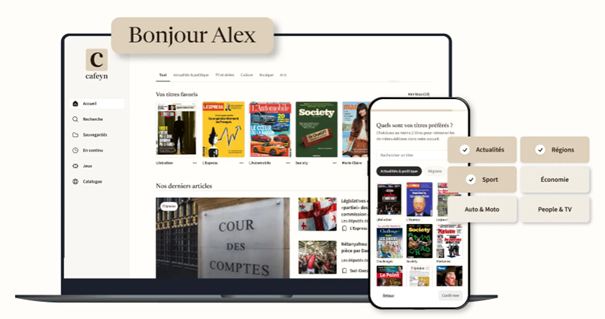 fonctionnalités de cafeyn